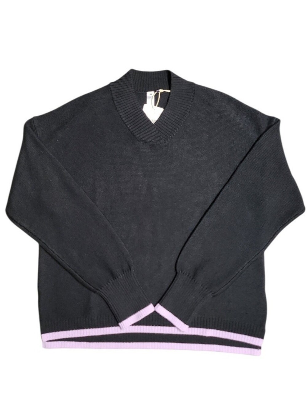 Womens Adidas Ultimate Classic Knit Sweater Black/Lavender Size Medium MSRP $120
